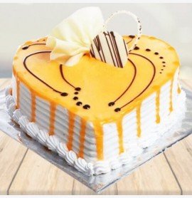 Heart shape butterscotch cake 